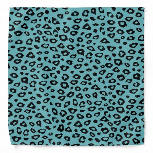 Aqua Black Leopard Print Bandana