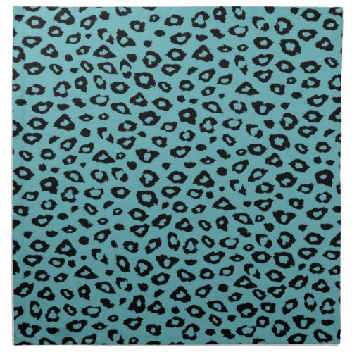 Aqua Black Leopard Print Cloth Napkin