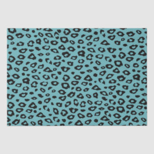 Aqua Black Leopard Print Tissue Paper