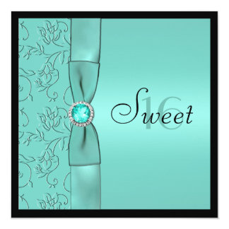 Aqua Sweet 16 Invitations 6