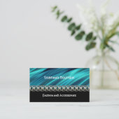 Aqua, black & silver chain business card (Standing Front)