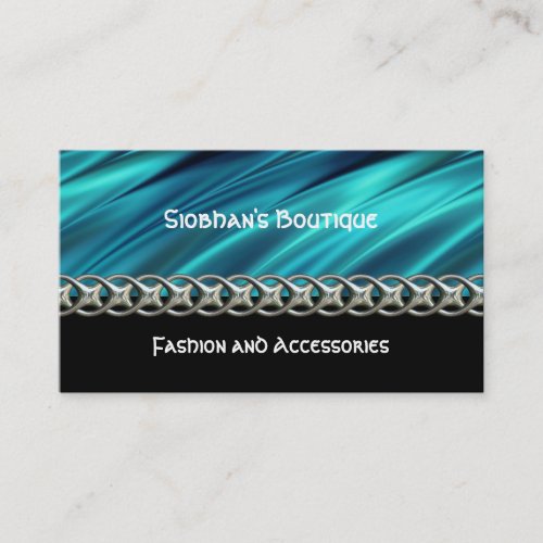 Aqua, black &amp; silver chain business card