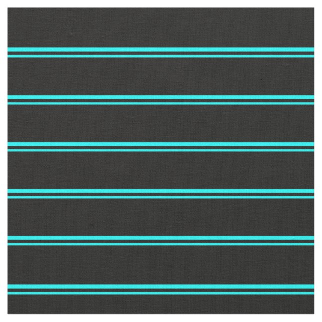 Aqua & Black Stripes/Lines Pattern Fabric (Close Up)