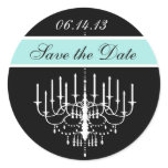 Aqua Black/White Chandelier Save the Date Stickers