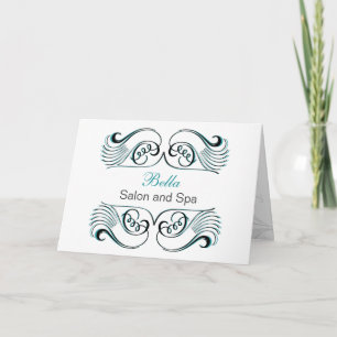 aqua  black & white Chic Business Thank You Cards