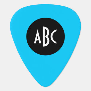 Aqua Black White Monogram Guitar Pick