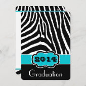 Aqua, Black, White Zebra Print Graduation Invite (Front/Back)