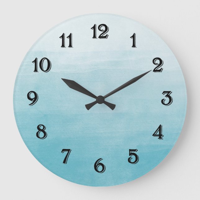 Aqua Bliss Watercolor Ombre Large Clock (Front)