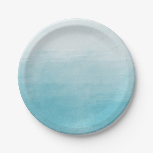 Aqua Bliss Watercolor Ombre Paper Plate