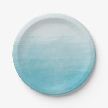 Aqua Bliss Watercolor Ombre Paper Plates