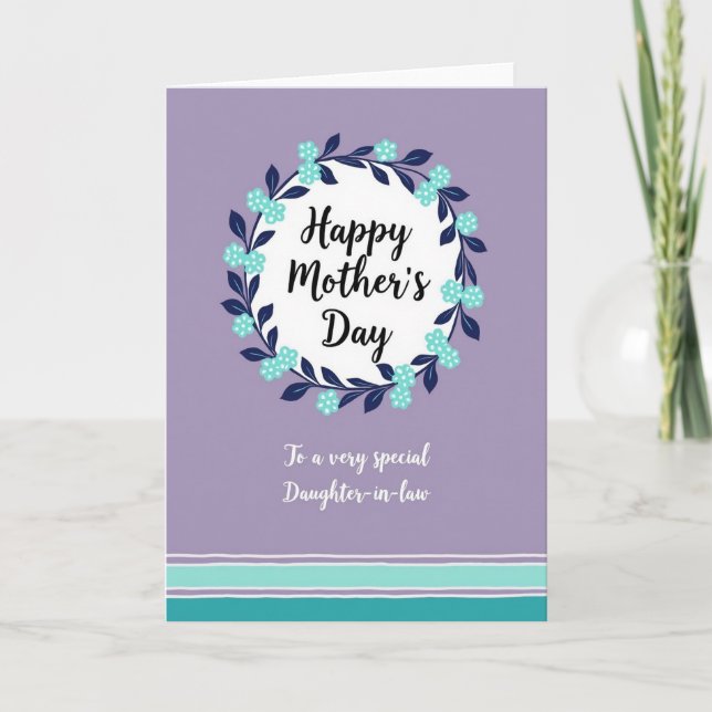 Aqua Blossom Mothers Day Card (Front)