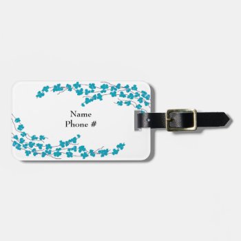 Aqua Blossoms And Branches Luggage Tag by seashell2 at Zazzle
