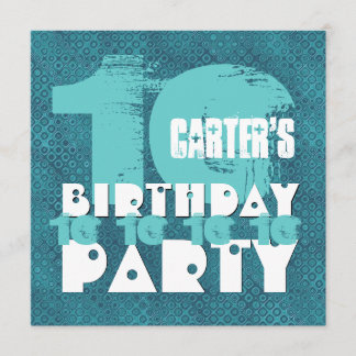 AQUA BLUE 10th Birthday Party 10 Year Old V02A9 Invitation