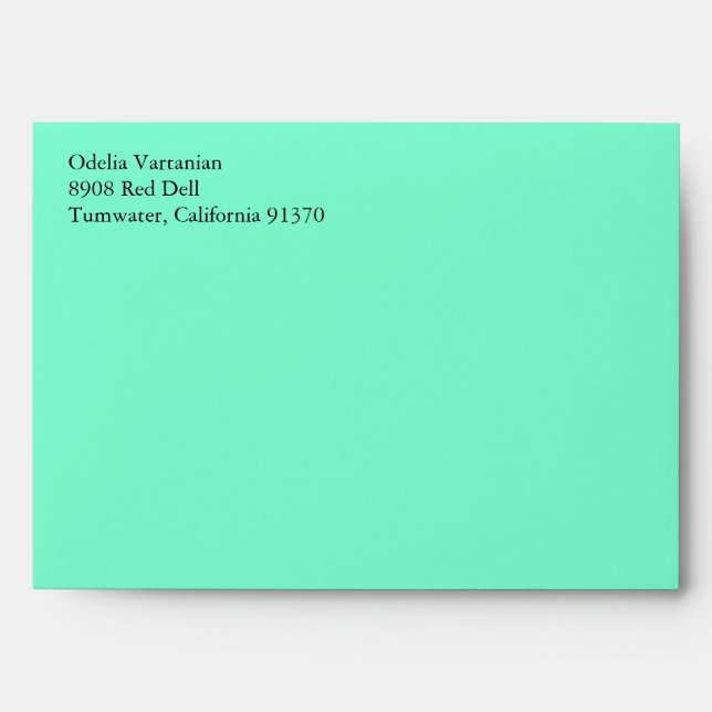 Aqua Blue A7 5x7 Envelopes With Return Address (Front)