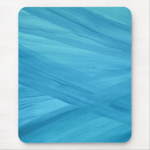 Aqua Blue Abstract Lines Brushstrokes Pattern Mouse Pad