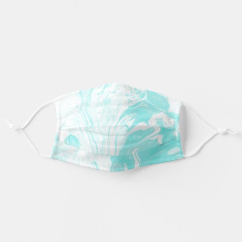 Aqua Blue Abstract Marble   Adult Cloth Face Mask