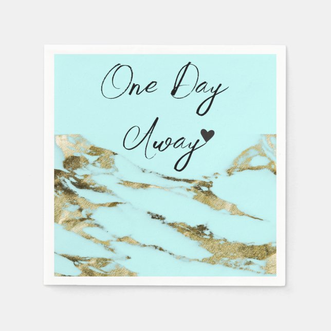 Aqua Blue Abstract One day Away Rehearsal Dinner  Napkins (Front)