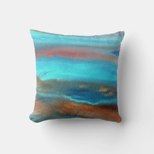 Aqua Blue Abstract Throw Pillow