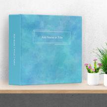 Aqua Blue Abstract Watercolor Background Binder