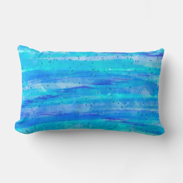 Aqua Blue Abstract Waves   Lumbar Pillow (Front)