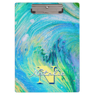 Aqua Blue Acrylic Flow Art Clipboard