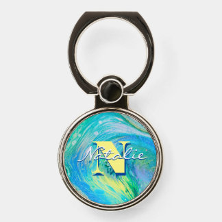 Aqua Blue Acrylic Flow Art Phone Ring Stand