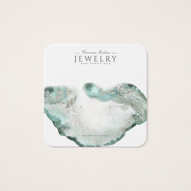 Aqua Blue Agate Marble Earring Display Card (Front)