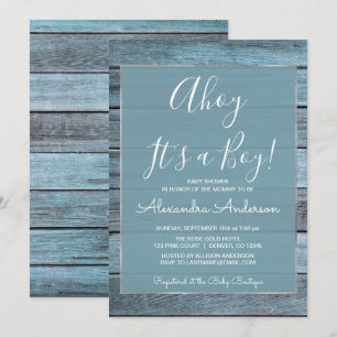 Aqua Blue Ahoy It's a Boy Baby Shower Invitation