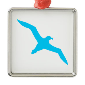 Aqua Blue Albatross Metal Ornament