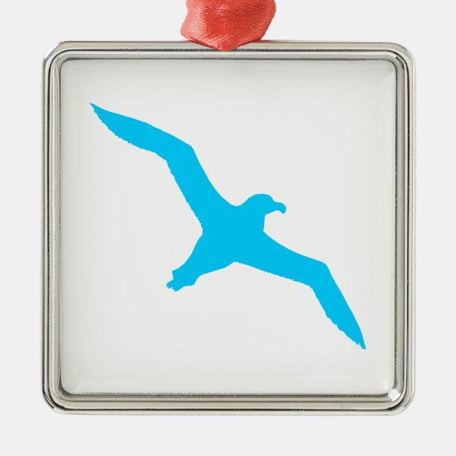 Aqua Blue Albatross Metal Ornament (Front)