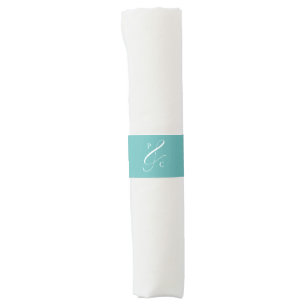 Aqua Blue Ampersand Monogram Wedding Napkin Bands