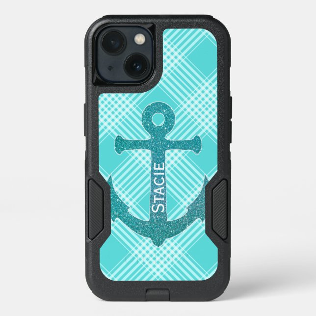 Aqua Blue Anchor Otterbox Samsung Note 4 Case (Back)