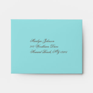 Aqua Blue and Brown Envelope for RSVP Card