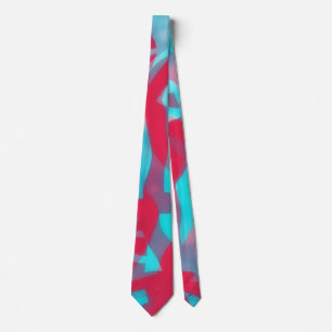 Aqua Blue and Deep Pink Artsy Tie