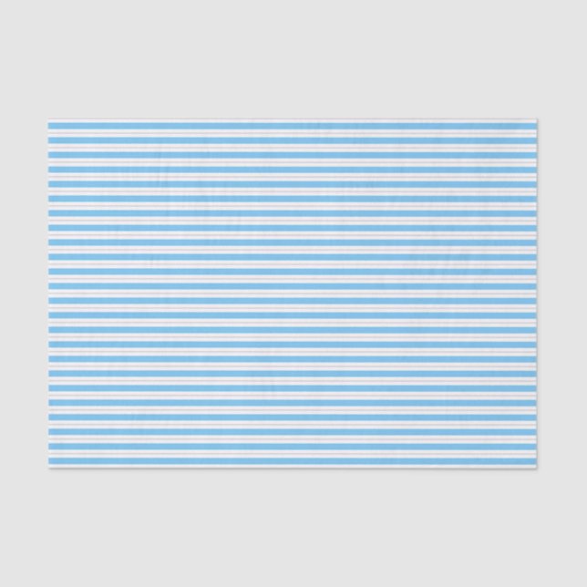 Aqua Blue and Gray Striped Tissue Paper (Front)