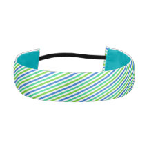 Aqua Blue and Green Striped Headband