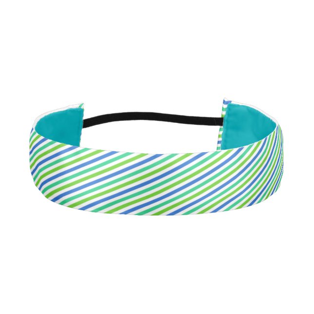 Aqua Blue and Green Striped Headband (Front)