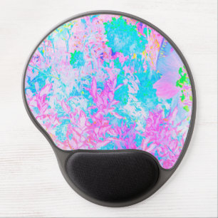 Aqua Blue and Hot Pink Hydrangea Landscape Gel Mouse Pad