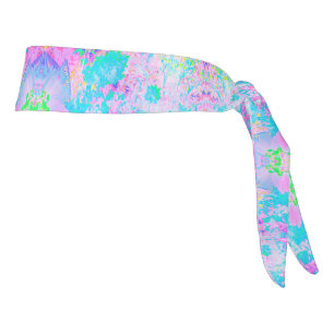 Aqua Blue and Hot Pink Hydrangea Landscape Tie Headband