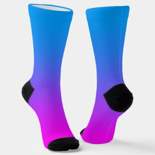 Aqua Blue and Hot Pink Ombre Socks