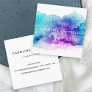 Aqua blue and purple watercolor square business card