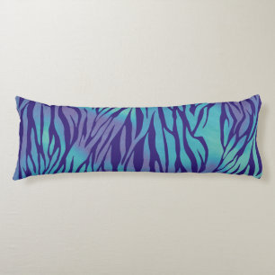 Aqua Blue And Purple Zebra Stripes Body Pillow