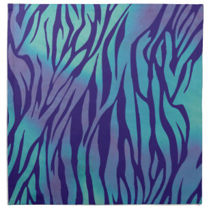 Aqua Blue And Purple Zebra Stripes Napkin