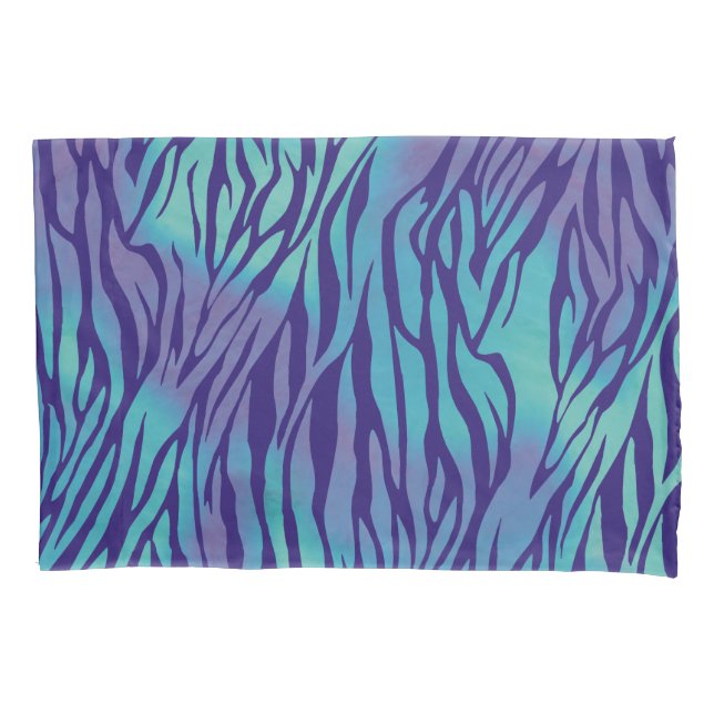 Aqua Blue And Purple Zebra Stripes Pillow Case (Front)