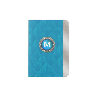 Aqua Blue and Silver Custom Passport Wallet Holder