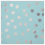 Aqua Blue and Silver Glitter City Dots Fabric