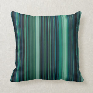 Aqua Blue and teal Stripes Throw Pillow