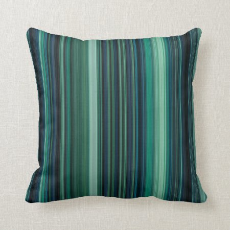 Aqua Blue And Teal Stripes Throw Pillow