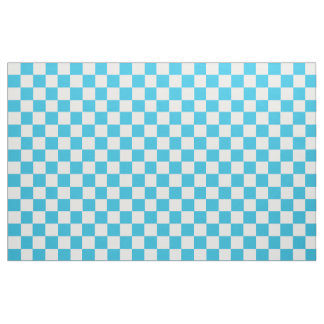 Aqua Blue And White Checkered Fabric