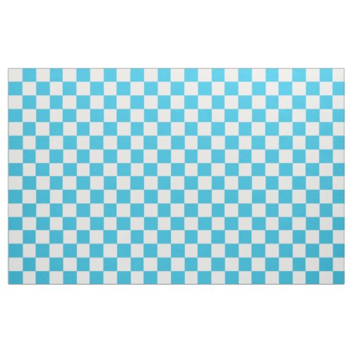 Aqua Blue And White Checkered Fabric
